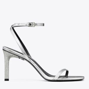 Tory Burch Metallic Silver Pavé Heeled Sandal 9